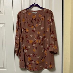 Daniel Rainn Floral Blouse - Brown and Orange